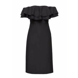 BANANA REPUBLIC  BLACK OFF THE SHOULDER RUFFLE DRESS -